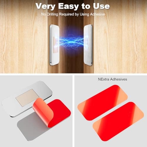 10 Pack Magnetic Cabinet Door Catch, Ultra Thin Cabinet Door Magnets, Adhesive Drawer Magnets to Stay Closed, Stainless Steel Cabinet Latch Easy to Install with Double Sided Tape, Thickness 0.08in - Thumbnail 3