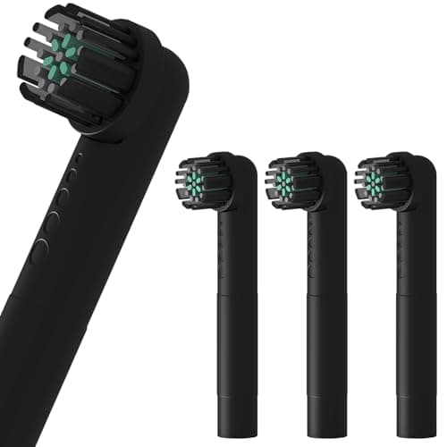 Toothbrush Replacement Heads Compatible with Quip 360 Oscillating Electric Toothbrush, Soft Bristles Brush Heads, Black, Pack of 4 - Image 1