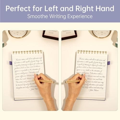 Yoment Top Spiral Notebook A5 Leather Hardcover Steno Pads, 240 Pages 100 GSM Cute Top Bound Spiral Notebooks College Ruled 6 x 9, Left Handed Spiral Notepads for Work, School, Home, Purple - Thumbnail 5