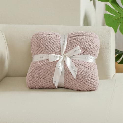bearberry Super Soft & Fuzzy Minky Throw Blanket Lightweight All-Season - Diamond Stitch Plush Fleece for Couch, Bed, Sofa | Machine Washable Cozy Gift for Women, Men, Home (Beige, 40”x50”) - Thumbnail 4