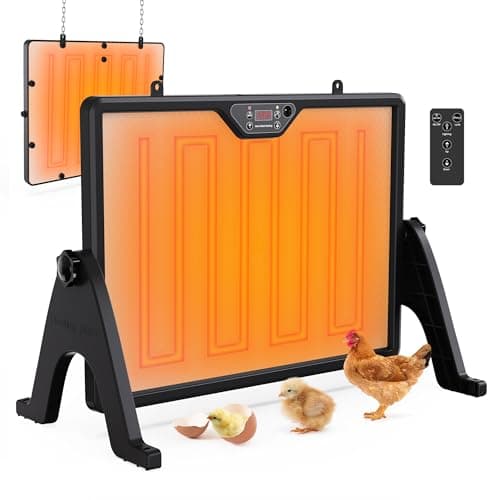 Dual-Sided Chicken Coop Heater for Winter, 180W Adjustable Temperature with Digital Display Panel, 360° Adjustable Angle, Timer & Cycle Mode, Built-in Light, 16 x 12 Inch Heat Plate for Chicken Coop - Image 1