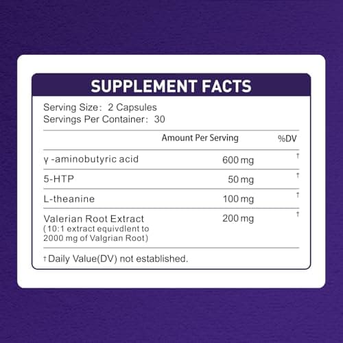 TrySafe 600mg GABA Sleep Aid* for Adults with 200mg Valerian Root, 100mg L-theanine, 60mg 5-HTP | Helps The Body Ease Into Sleep* & Maintain Deep Restful Sleep*, 60 Capsules, 30 Day Supply - Thumbnail 2