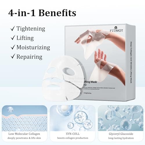 MUQIAN Rosemine Deep Collagen Anti-Wrinkle Lifting Overnight Mask Facial sheet masks with low molecular weight collagen for lifting, firming, and moisturizing 5 Packs - Thumbnail 6