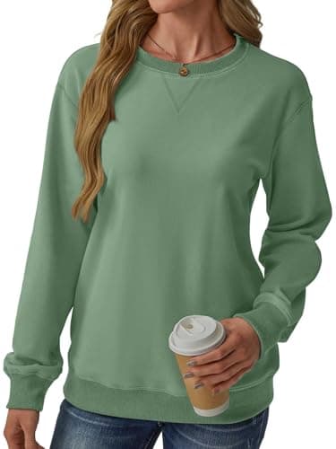 GKBK Womens Casual Long Sleeve Sweatshirt Crew Neck Crewneck T Shirt Tshirt Cute Pullover Tops Relaxed Fit Thin Soft Comfy Fall Winter Loose Fit Sweater 2026 Fashion Clothes Trendy Outfits Green XL - Thumbnail 5