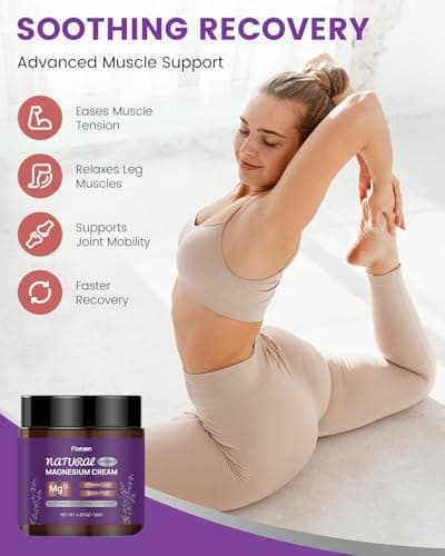 Fioraen Magnesium Lotion for Sleep, Magnesium Cream(300mg/tsp) for Muscle Relief, Magnesium Butter for Deep Hydration with Lavender Oil, Shea Butter, Vitamins E & D3, Gentle for Kid - Thumbnail 5