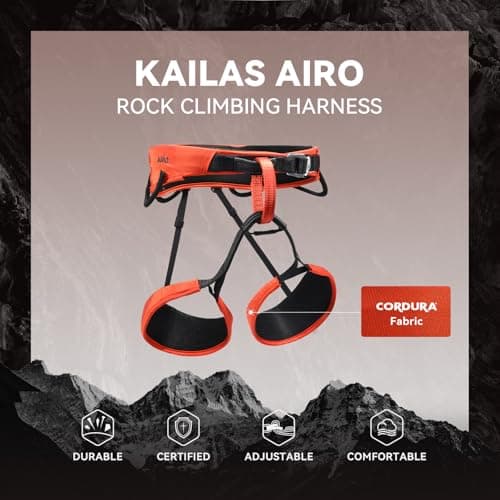 KAILAS Safety Climbing Harness Professional Mountaineering Lightweight Rock Climbing Gear Protect Waist Safety Belt Orange Red M - Thumbnail 3