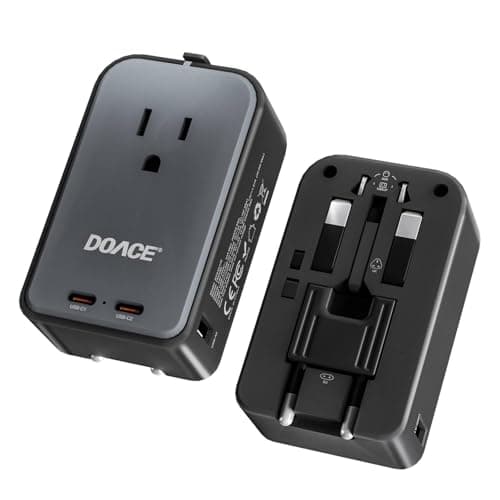 DOACE Pico Travel Adapter PD 20W, 5-Port Universal Power Adapter 1 AC, 2 USB C and 2 USB-A, International Plug Adaptor Worldwide for US to European UK Italy Spain New Zealand Over 200 Countries - Image 1