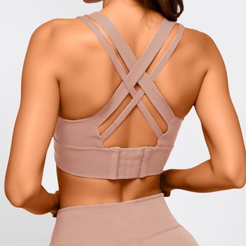 BaseTry High Impact Sports Bra for Women - Padded Seamless Support Bra for Yoga Gym Workout Fitness -Criss Cross Back High Support Running Bra (US, Alpha, XX-Large, Regular, Regular, PinkRedBlack) - Thumbnail 5