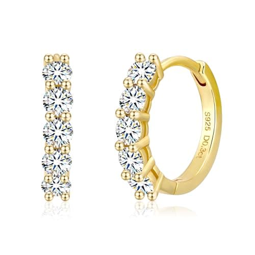 Small Hoop Earrings for Women Lab Created Huggie Hoop Earrings 925 Sterling Silver D Colour Round Cut GRA Certified Hypoallergenic Earring Jewelry - Image 1