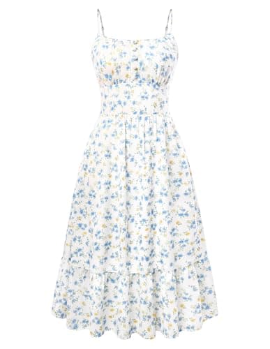 Belle Poque Floral Dress for Women 2026 Summer Sleeveless Flowy Ruffle Midi Dresses Elegant Wedding Guest Dress Large - Image 1