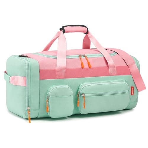 WOOMADA Kids Travel Bag with Shoe & Wet Pockets, Carry On Duffle Bag for Overnight Trips, Sports, School(pink) - Image 1