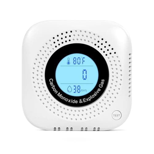 Daffypop Plug-in Carbon Monoxide & Natural Gas Leak Detector, 4-in-1 CO, Methane, Propane Alarm with Temperature & Humidity Monitor for Home, Kitchen, RV, Hotel, Travel – White - Image 1