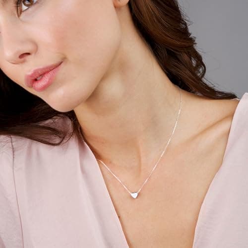 BAYLAY Silver Heart Necklace for Women, 18K Silver Plated Heart Necklace Tiny Heart Charm Pendant Necklaces for Women Silver Jewelry Valentines Gifts for Her Women Teen Girls - Thumbnail 2