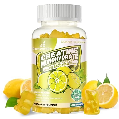 Creatine Monohydrate Gummies Complex for Men & Women -Advanced Formula W/L-Taurine + Vitamin B12, Sugar Free Chewable Supplement,90 Lemon Gummies - Image 1