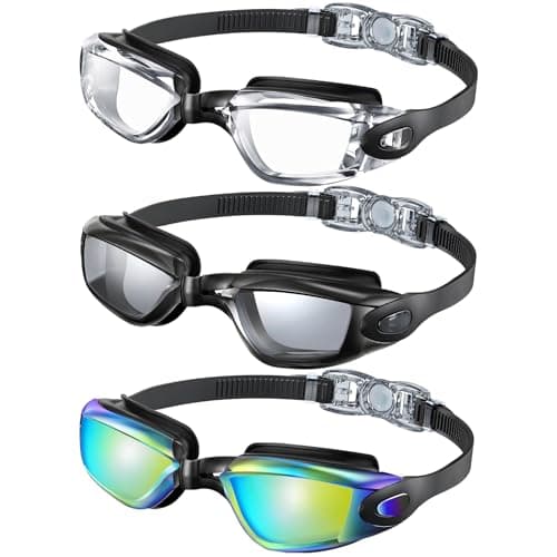 NSSIW Swim-Goggles-for-Kids 6-14 Kids Swimming-Goggles: Anti Fog with UV400 and No Leak Ultra-wide Field of View 3 Pack - Image 1