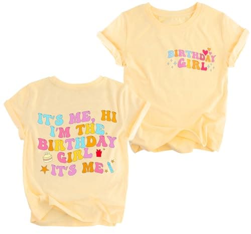 KALYRE 5th Birthday Shirt Girl 6th Hi Its Me Im The Birthday Girls T-Shirts 5 6 Year Old Toddler Kids Summer Crewneck Tees Outfit Apricot - Image 1