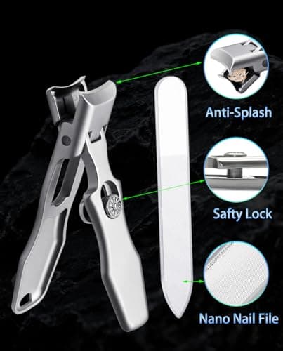 HEYCROWN Toenail Clippers for Thick Toenails Large Nail Clippers for Seniors Men - Thumbnail 4