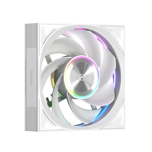 PCCOOLER F7 X120R ARGB 120mm Reversed Blade Case Fan, Intake Fan with Triple-Sided Infinite Mirror, Link Connect Daisy Chain, High Airflow PWM Fan, Single Pack (White) - Image 1