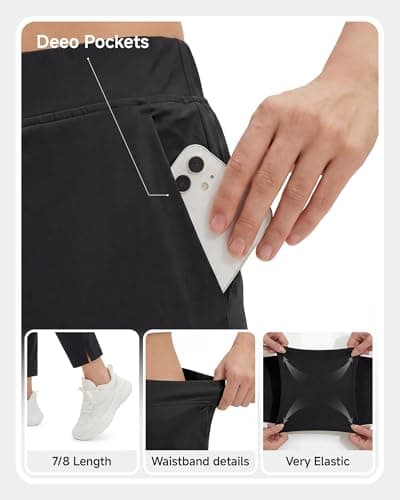 Stelle Women's Work Pants Stretchy 7/8 Ankle Dress Pants for Women Business Casual 79% Nylon Tapered Slacks for Teacher, Golf, Travel Black XX-Large - Thumbnail 5