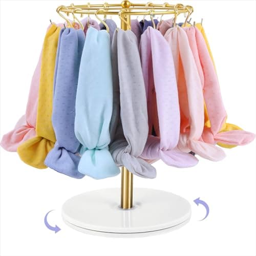 Planetgreen 360° Rotating Headband Holder for Baby Girls - Gold Hair Bow Organizer Display Stand with 30 Hooks - Spinning Hair Accessories Storage Rack for Nursery Room, Dresser & Vanity Table - Image 1