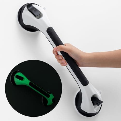 TAILI Shower Grab Bar Glow in The Dark, 16.8 in Grab Bars for Bathtubs, Shower Handles Bath Rails for Seniors and Elderly, Bathroom Safety Grip Removable No Drilling Waterproof Black - Image 1
