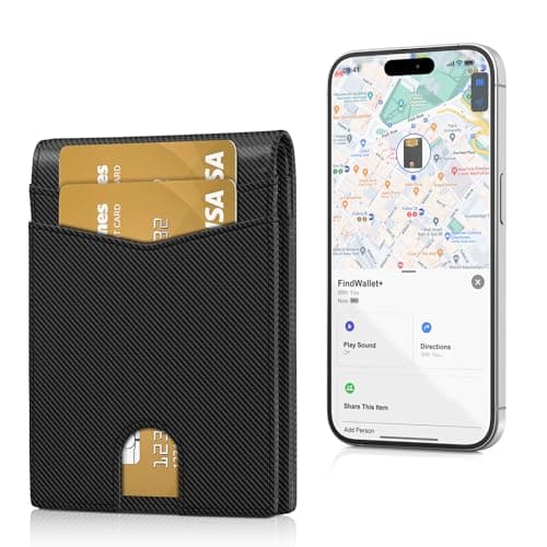Auskang Smart Wallet For Men, Mens Gift, Works with Apple Find My, Minimalist Leather Wallet For Men, RFID Blocking, Credit Card Holder, Wallet with Smart Tracker, Wireless Charging (Small Grid) - Image 1