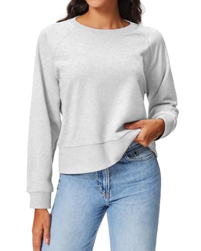 Stelle Crop Sweatshirts for Women Trendy Long Sleeve Crewneck Cotton Cropped Loose Fit Pullover Tops Ultra Light Grey XX-Large - Image 1