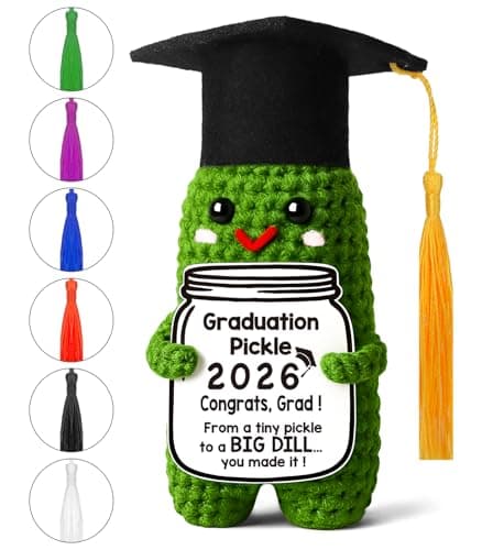 MAMAGIFTREE Graduation Gifts Graduation Decorations 2026 Pickle Funny Handmade Crochet Grad Gifts for Him Her Graduation Cards- Cute Congrats Class High School College Congrats Grad Sign - Image 1