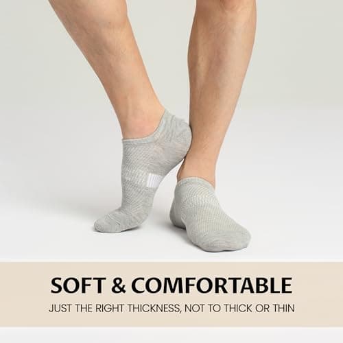 Sunew 8 Pairs Low Cut No Show Socks for Men, Invisible Casual Ankle Socks with Non-Slip Heel, Moisture-Wicking Black White Light Grey Beige Medium - Thumbnail 6
