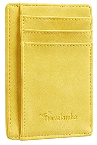 Travelambo Slim Wallet Front Pocket Minimalist Leather RFID Blocking Medium Size - Image 1