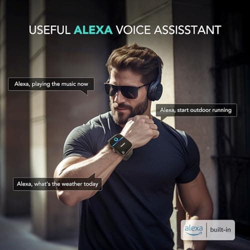 SKG Smart Watch for Men Women (Answer/Make Call), Alexa Built-in, Extra Black Band, 100+ Sports 1.8" Fitness Tracker with Heart Rate SpO2 Monitor, IP68 Smartwatch for Android iPhone, V7 Cyber Black - Thumbnail 3