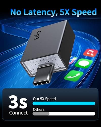 Wireless CarPlay Adapter for Apple,Plug and Play Convert Wired to Wireless Apple Car Play Adapters,Mini CarPlay Adapter USB Type-C for Cars from 2018,Compatible iOS 10+,USB Type C - Thumbnail 3