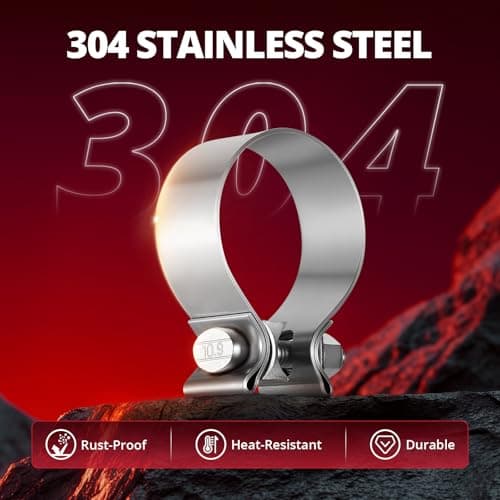 EVIL ENERGY 3.5 inch Exhaust Clamp, 3 1/2" Narrow Band Muffler Clamp Stainless Steel for Heavy-duty Exhaust systems, Downpipes, Catback Exhausts, Mufflers,Tailpipes 4 Pack - Thumbnail 4