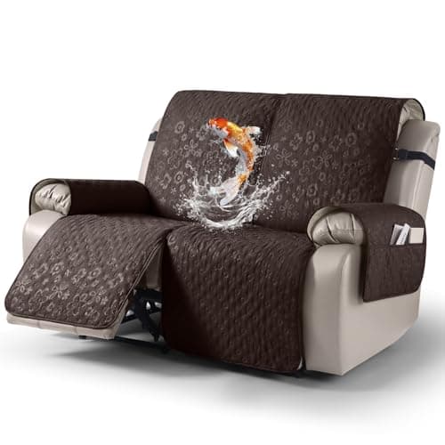 VANSOFY 100% Waterproof Recliner Sofa Covers, Couch Covers with Non-Slip Granule, 2-Piece Washable Reclining Sofa Cover with Pocket Furniture Protector for Kids, Pets（Chocolate,2 Seater） - Image 1