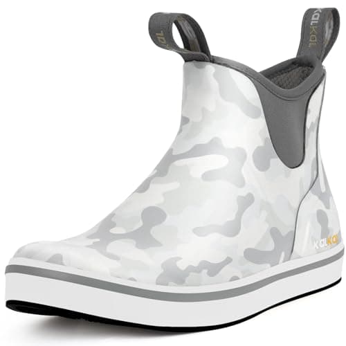 Kalkal Men's Deck Boots Anti-Slip Saltwater Fishing Rain Boots with Memory Foam, Waterproof Rubber Ankle Work Boots for Sailing (Size 7-14) - Image 1