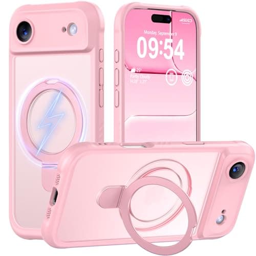 MOCCA Design for iPhone Air Case, Compatible with Magsafe [Premium Invisible Magnetic Ring Stand] [Military Drop Protection] Full Camera Guard Translucent Matte Slim Phone Cover 6.5",Pink - Image 1