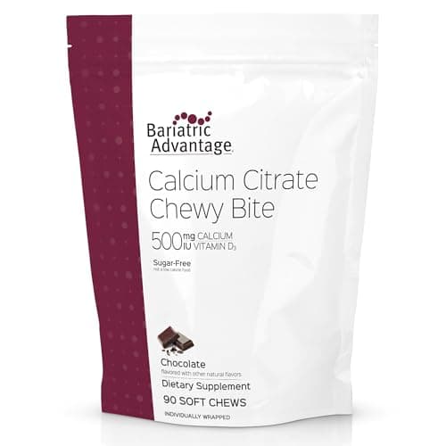 Bariatric Advantage Calcium Citrate Chewy Bites 500 mg - Highly Absorbable & Digestible - Vitamin D3 - Easily Chewable Calcium Supplement - Chocolate Flavor - 90 Count - Image 1