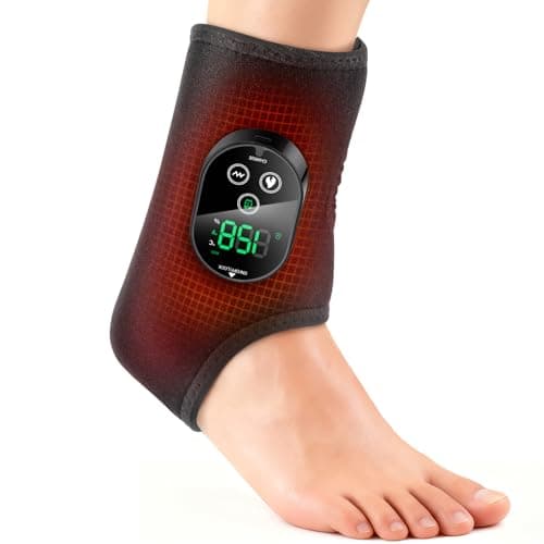 Cordless Foot and Ankle Massager for Pain Relief, Rechargeable Foot Massager for Neuropathy Ankle Heating Pad Wrap with Massage for Circulation, 6 Heat & 3 Vibration Levels, Auto Shut-Off (Black) - Image 1