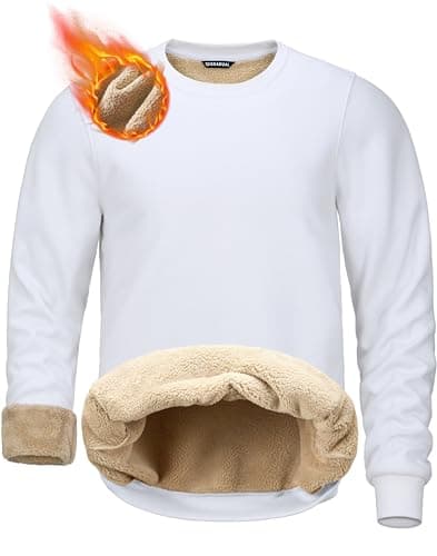 G Gradual Sherpa Lined Sweatshirts for Men Fleece Crewneck Sweatshirt Pullover Warm Shirts for Winter, White, 3X-Large