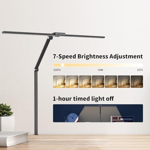 CRLIVOING DS521SA Full Spectrum Desk Lamp – Sun Lamp 18W Eye-Care Table Light, CRI＞95, 4000K Color Temp, Stepless Dimming, Flicker-Free, Low Blue Light, Touch & Remote Control, for Study & Office - Thumbnail 3