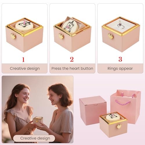 mountova Valentine’s Day Gift for Her，Creative Birthday Surprise Cake Box with a Built-in Surprise Button – birthday gift for girlfriends, mothers and grandmother (pink) - Thumbnail 3
