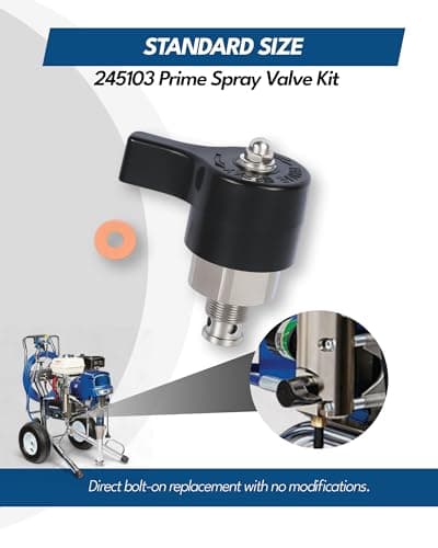 245103 Prime Spray Valve Kit Compatible with Graco 5900/7900/833 Sprayers, Hard Alloy Forged Replacement Body & Copper Washer, Direct Bolt-On Installation - Thumbnail 4