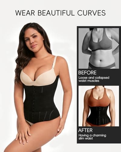 GROW LOOP Waist Trainer for Women Faja Body Shaper Tummy Control Shapewear Waist Cincher Corset, Double Belt Wrap Corset Trainer Tummy Control Shaper Black - Thumbnail 2