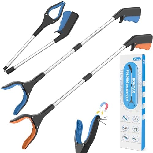 Grabber Reacher Tool for Seniors, 2 Pack Easy Grip 32" Long Handle Foldable Reacher Grabbers with Easy Grip & Magnetic Tip, Reaching Assist Pickup Tool for Trash, Ideal for Elderly & Disabled - Image 1