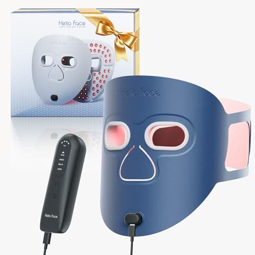 Hello Face Red Light Therapy for Face, 280 LEDs Infrared Light Led Face Mask Light Therapy for Facial Skin Care, Ultra-Soft Led Mask Light Therapy for 4 Modes with Eye Protection, 3000mAh Battery - Image 1