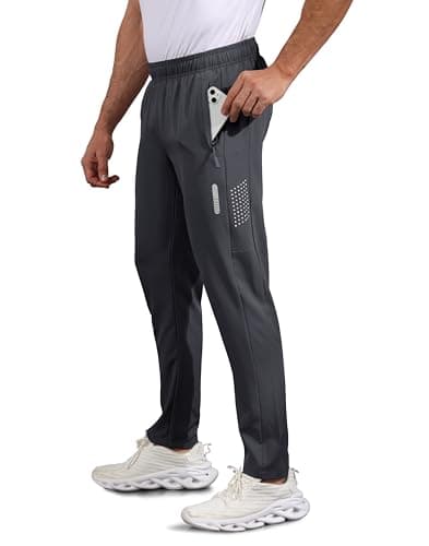 Hioutdoor Men's Sweatpants Quick Dry Lightweight Joggers - with Zipper Pockets for Gym, Running, Training & Daily Wear Dark Grey 2XL - Image 1
