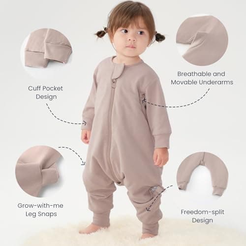 Unisex Toddler Sleep Sack with Feet 1.0 Tog Split Legs Sleep Sack 3T-4T, Sleep Bag Walker, Gifts for Boys & Girls, Dusty pink - Thumbnail 6