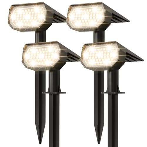 Ensenior Solar Spotlights Outdoor, 56 LEDs Brightness Adjustable 3000K LED Solar Garden Lights, Halloween Christmas Landscape Lighting for Flag/Yard/Pathway, IP65 Waterproof - 4 Pack - Image 1