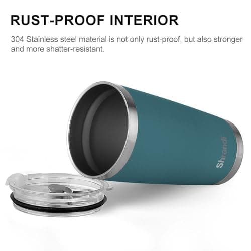 Shrandi Rambler 20 oz Stainless Steel Vacuum Insulated Tumbler w/Slider Lid Tumbler with Lid and Straw(Agave Teal) - Thumbnail 5