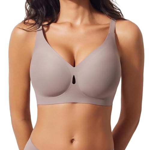 UIMERO Jelly Bras for Women Wireless Womens Bras No Underwire Supportive Comfortable Everyday Seamless Tshirt Bra Coffee - Image 1